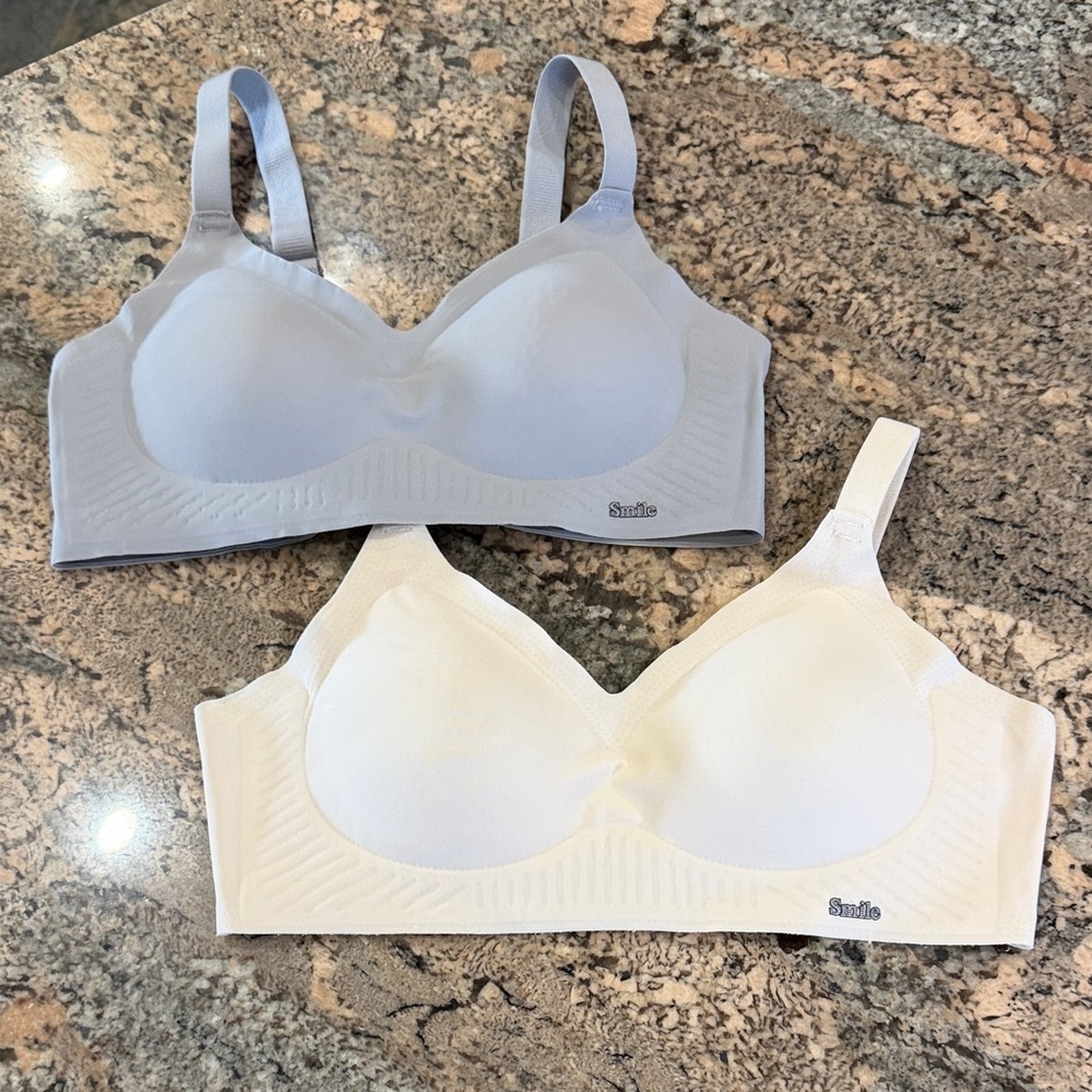 Smooth Comfort Bra Set - Gray and Cream